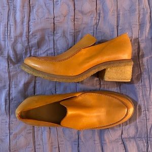 Wal and Pai Bass Burnt Calf Brown Real Leather Heeled loafer size 7